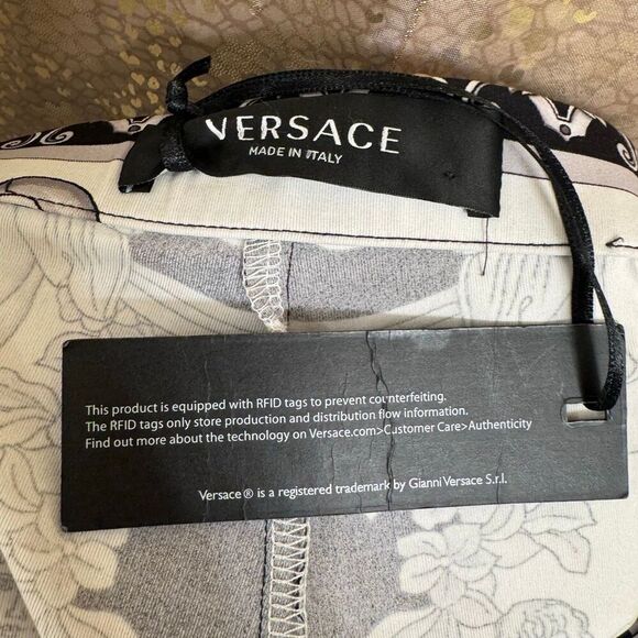 Versace Silver Gray White Black Baroque-Printed Leggings Size 38 2 XS NWT - Picture 6 of 16